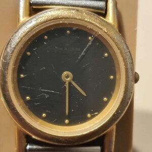 Vtg Skagen Denmark Goldtone/Black Stainless Steel Mesh Women's Watch